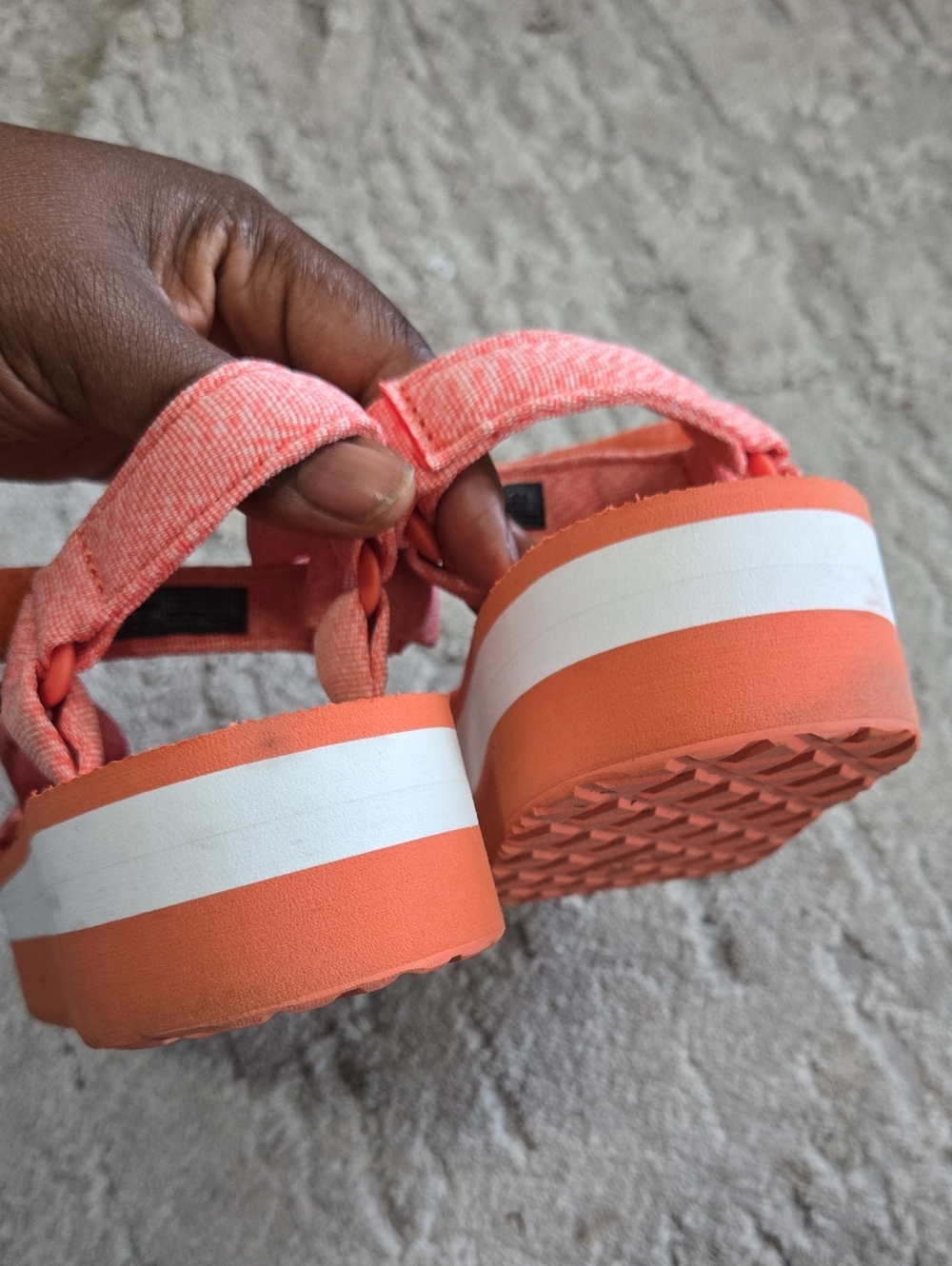 Teva Coral Orange Strappy Platform Sandals Size 11 - Picture 5 of 8
